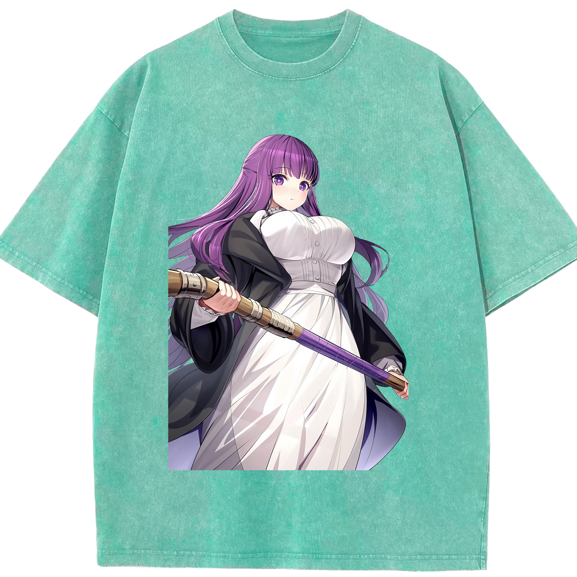 （画像用） 葬送のフリーレン Frieren 綿100% ヴィンテージ風 半袖Tシャツ（フロントプリント）
